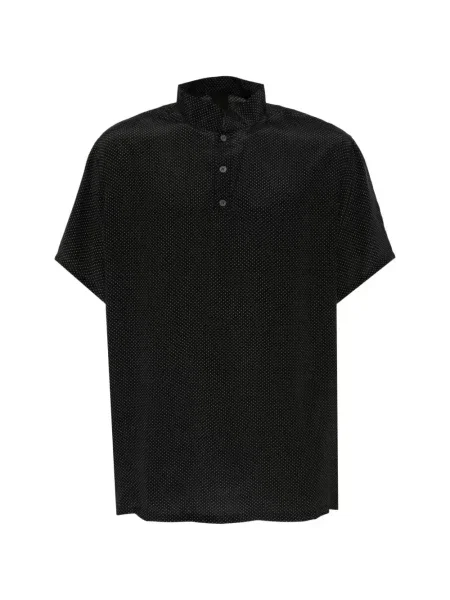Tricou polo Tessitura de mătase cu buline negru