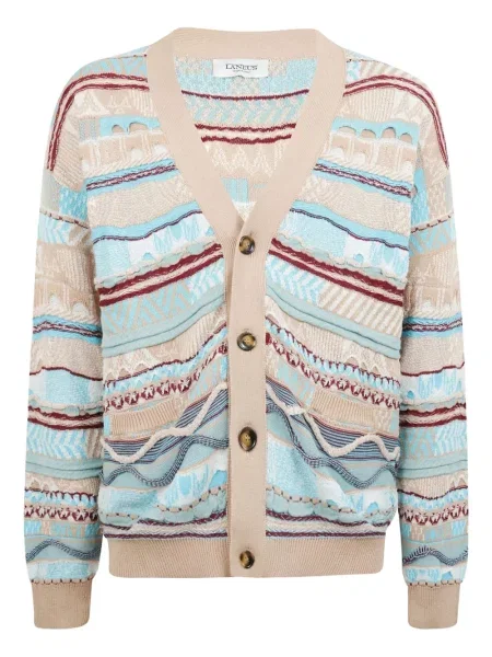 Cardigan Laneus din jacard albastru