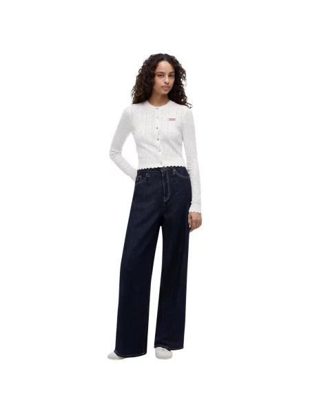 Tommy Jeans Cardigan Pointelle alb