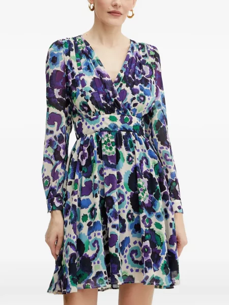 Rochie mini Morgan cu model floral cu decolteu în V violet