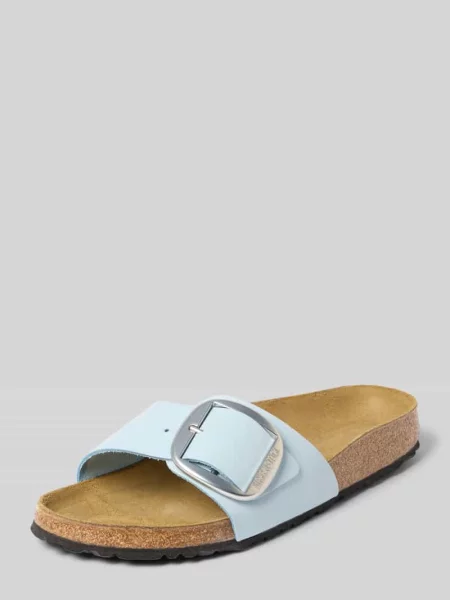 Klapki Birkenstock z nubuku na sprzączkę