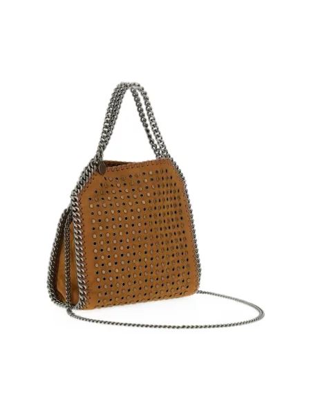 Stella McCartney FALABELLA MINI torebka z imitacji zamszu brązowa