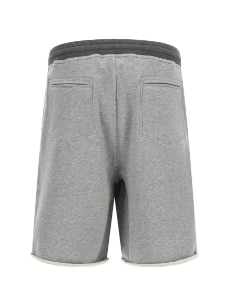 Bermude Brunello Cucinelli cu broderie din material terry gri