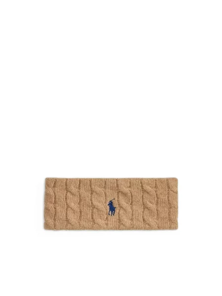 Dzianinowa czapka Ralph Lauren beżowa