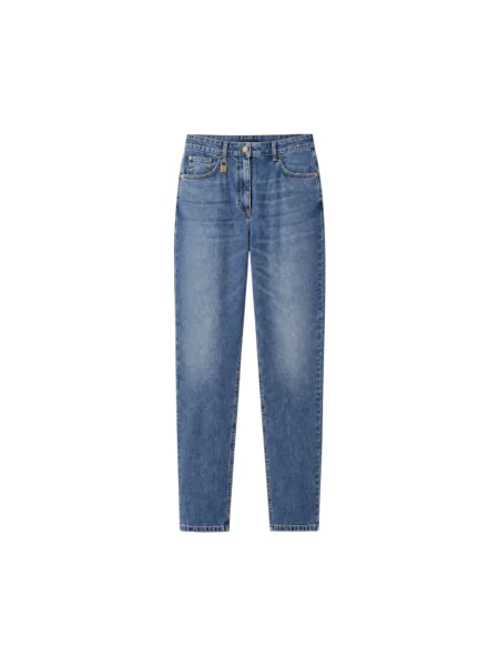 Jeansy boyfriendy Elisabetta Franchi z logo niebieskie