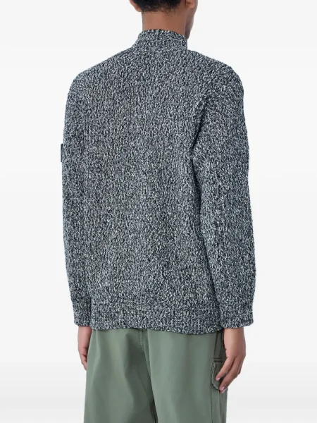 Pulover Stone Island cu strasuri de jumătate de fermoar negru