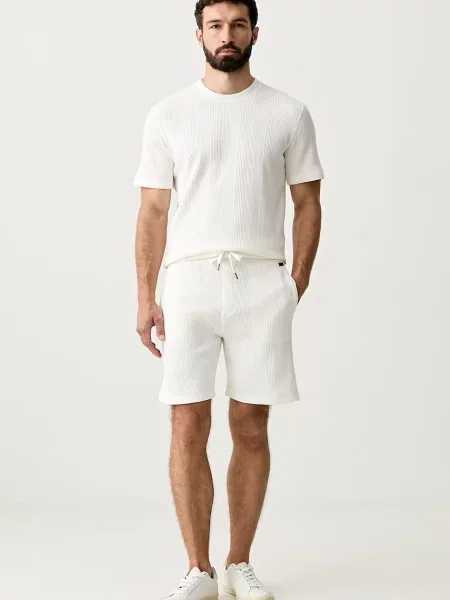 BOSS šortky lounge pánske s bavlnou Structure Shorts béžová