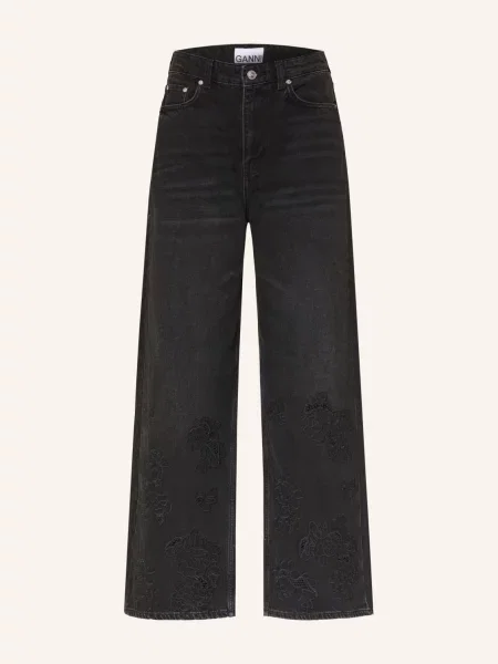 Ganni Široké Džíny Lari black washed černé