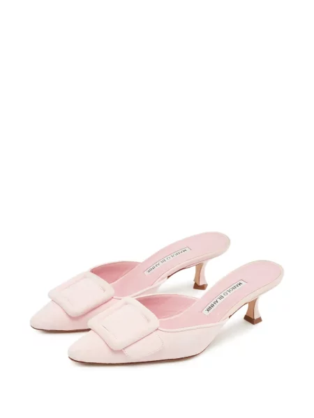Mules Manolo Blahnik σουέντ ροζ