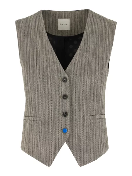 Vestă Paul Smith cu model herringbone gri