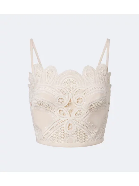 Top Elie Saab cu broderie alb