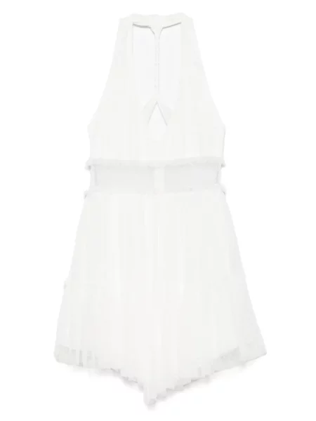 Rochie Nissa de mătase cu gât halter de costum alb