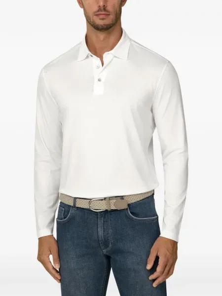 Tricou polo Boggi Milano de mătase alb