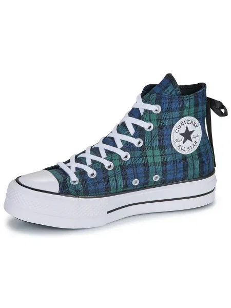 Kockované tenisky Converse Chuck Taylor All Star na platforme biela