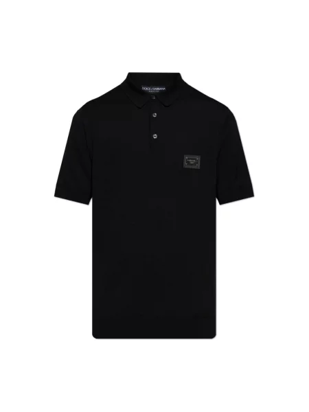 Koszulka polo Dolce&gabbana wełniana czarna