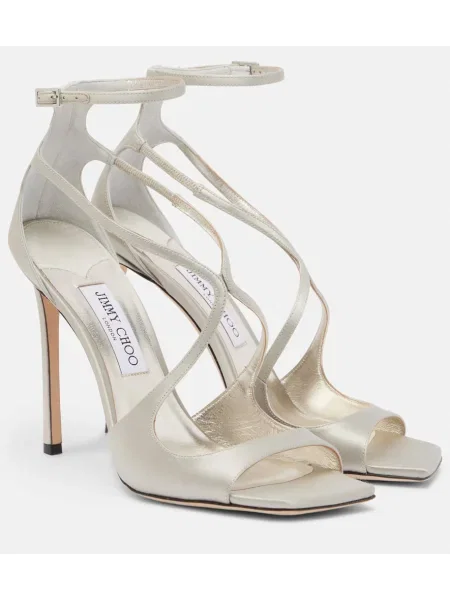 Sandale Jimmy Choo din satin argintiu