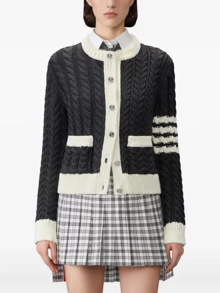 Cardigan Thom Browne de lână gri
