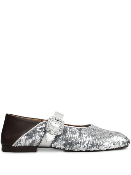 Балеринки Wales Bonner с пайети сребристо