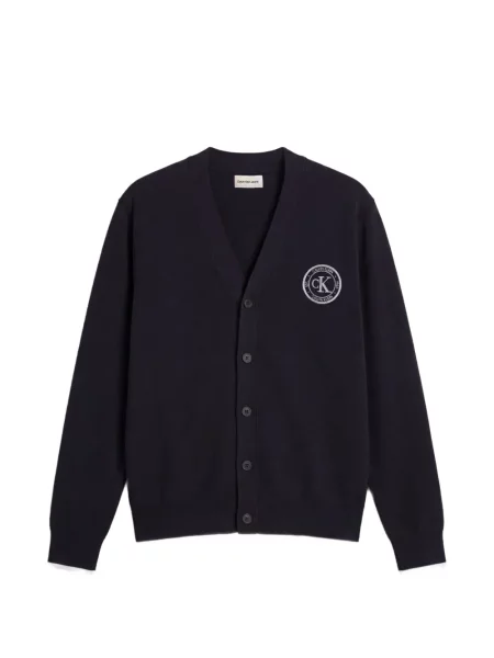 Cardigan Calvin Klein cu decolteu în V cu autograf albastru
