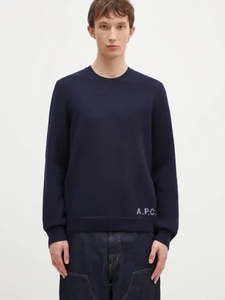 Μάλλινο πουλόβερ A.P.C. Pull Edward ανδρικό ναυτικό μπλε