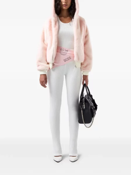 Leggings Gcds tricotate alb