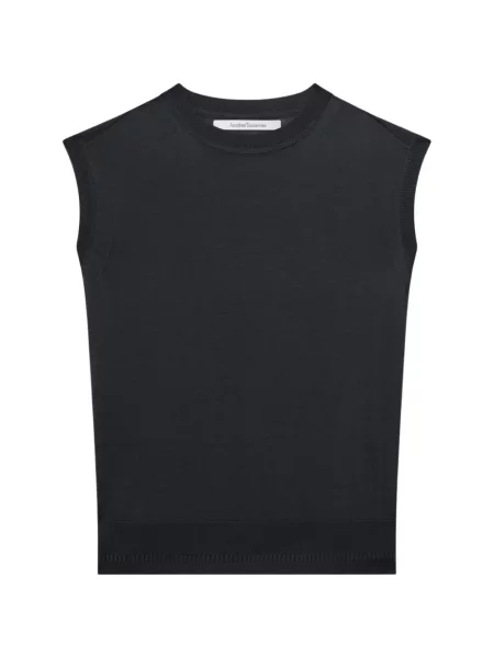 Top Another Tomorrow de lână fără mâneci negru