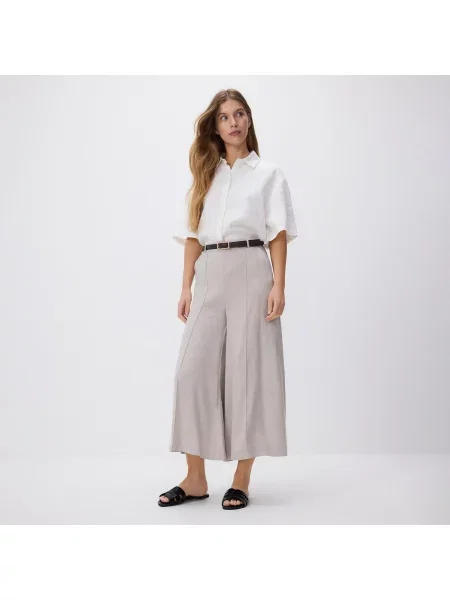 Reserved Kalhoty culotte z modalu šedobéžová