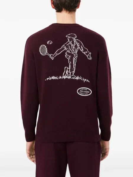 Pulover Lacoste cu broderie roșu