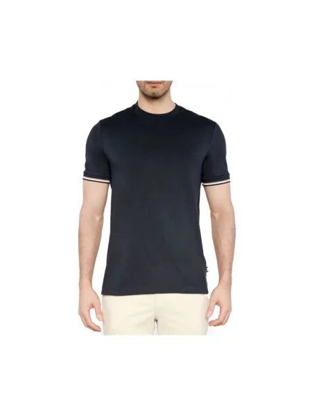 BOSS t-shirt granatowy gładki niebieska