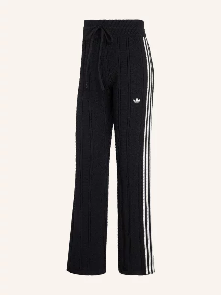 Adidas Originals Pletené Kalhoty Sst Wide Leg S Galonovými Pruhy černá bílá