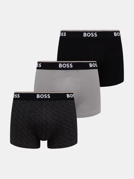 BOSS boxerky pánske s elastanom Trunk 3P Power Desig sivá
