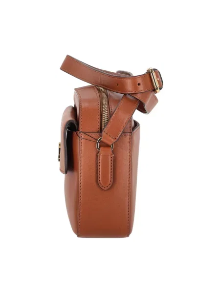 Torebka Lauren Ralph Lauren skórzana z logo brązowa