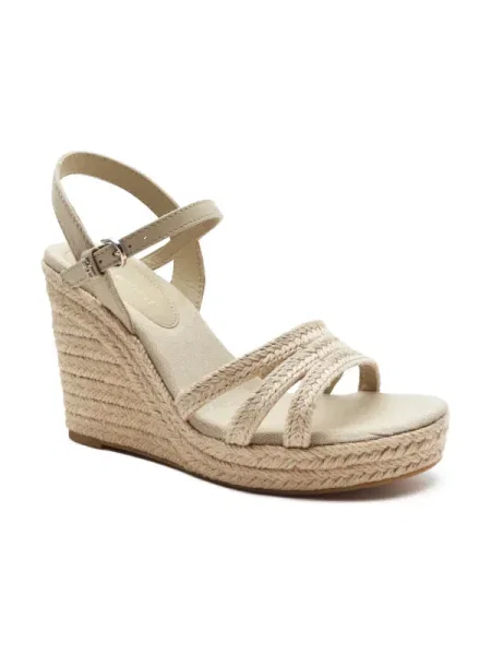 Bőr éksarkú espadrilles Tommy Hilfiger bézs