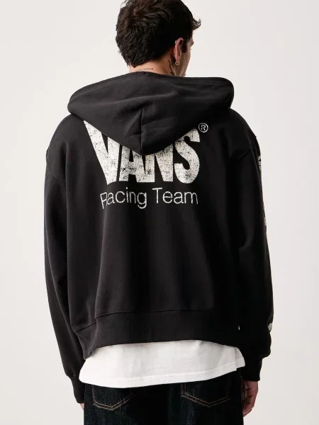 Vans bluza rozpinana z kapturem z bawełną czarna