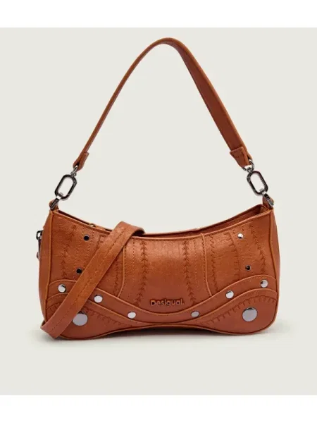 Geanta crossbody Desigual cu nituri maro