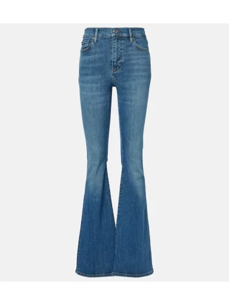 Blugi evazați Frame cu talie înaltă albastru
