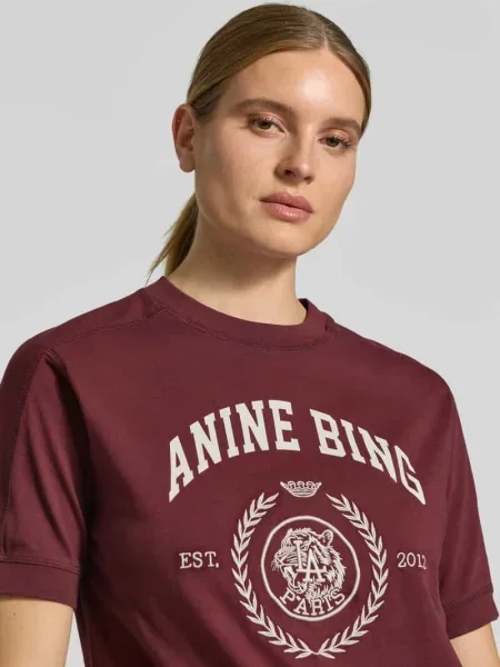 T-shirt z nadrukiem z logo Anine Bing czerwona