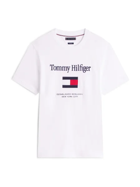 TOMMY HILFIGER Tricou bleumarin / roșu alb