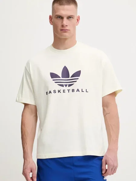 Тениска adidas Originals Originals Basketball Courtside Tee с принт бежово
