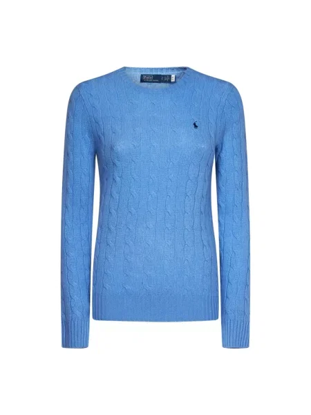 Sweter Polo Ralph Lauren biznesowy wełniany z długim rękawem niebieski