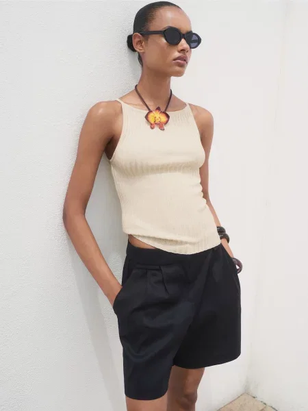 Майка MANGO віскоза/поліестер сірий