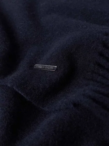 Szal z mieszanki wełny z detalem z logo Marc Cain granatowa