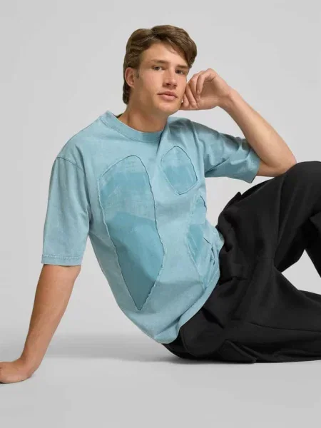 T-shirt z prążkowanym okrągłym dekoltem A-cold-wall* niebieska