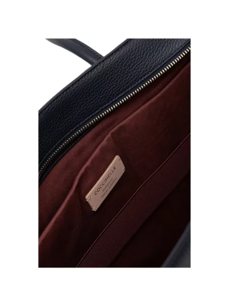 Kožená shopper kabelka Coccinelle s autogramem černá