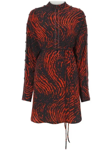 Sukienka koszulowa Proenza Schouler z nadrukiem w panterkę garniturowa czarna