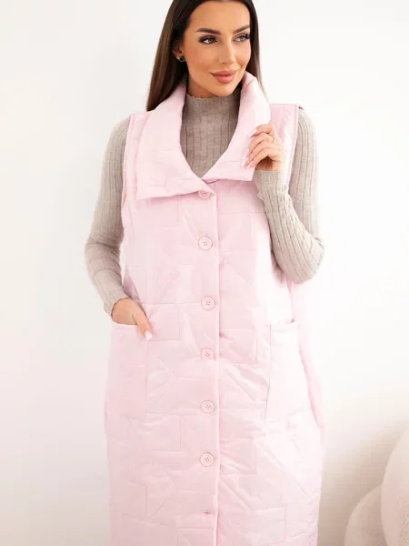 Gulerat vestă Kesi Włoski matlasată lungă alb