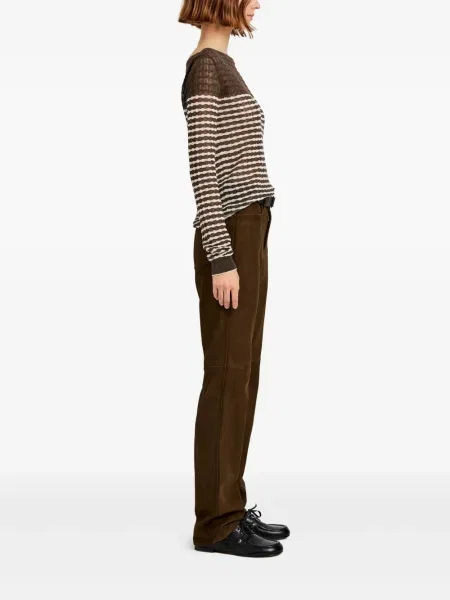 Pantaloni Proenza Schouler White Label din piele de căprioară alb