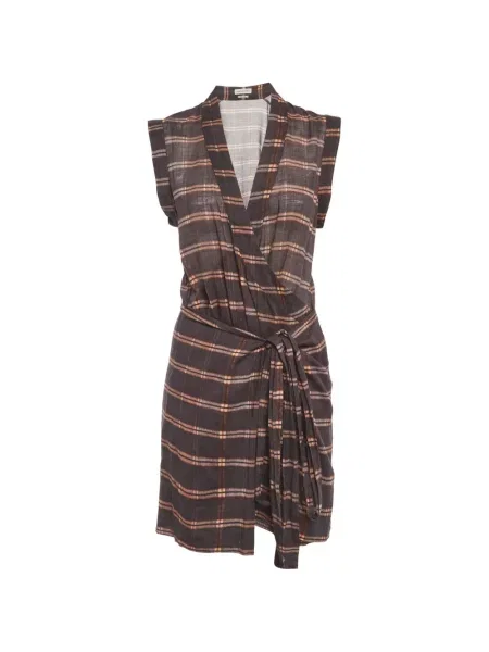Rochie mini Marant Etoile în carouri cu imagine plic gri