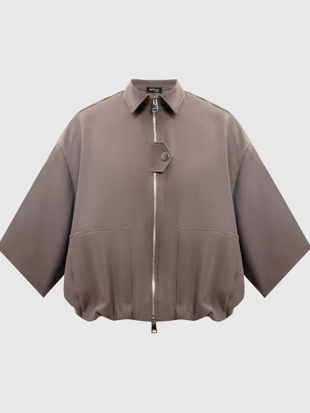 Куртка з вовни і шовку з короткими рукавами Kiton коричнева