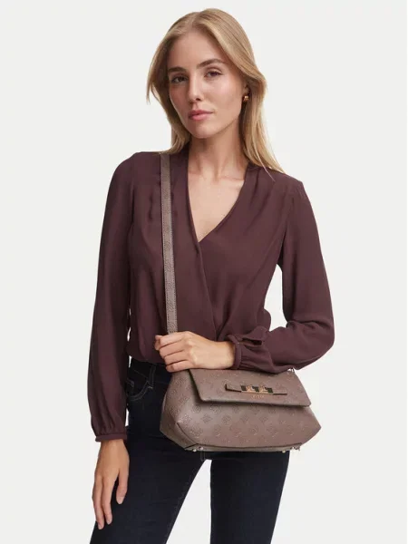 GUESS Torba preko ramena CARMELLA taupe siva bež